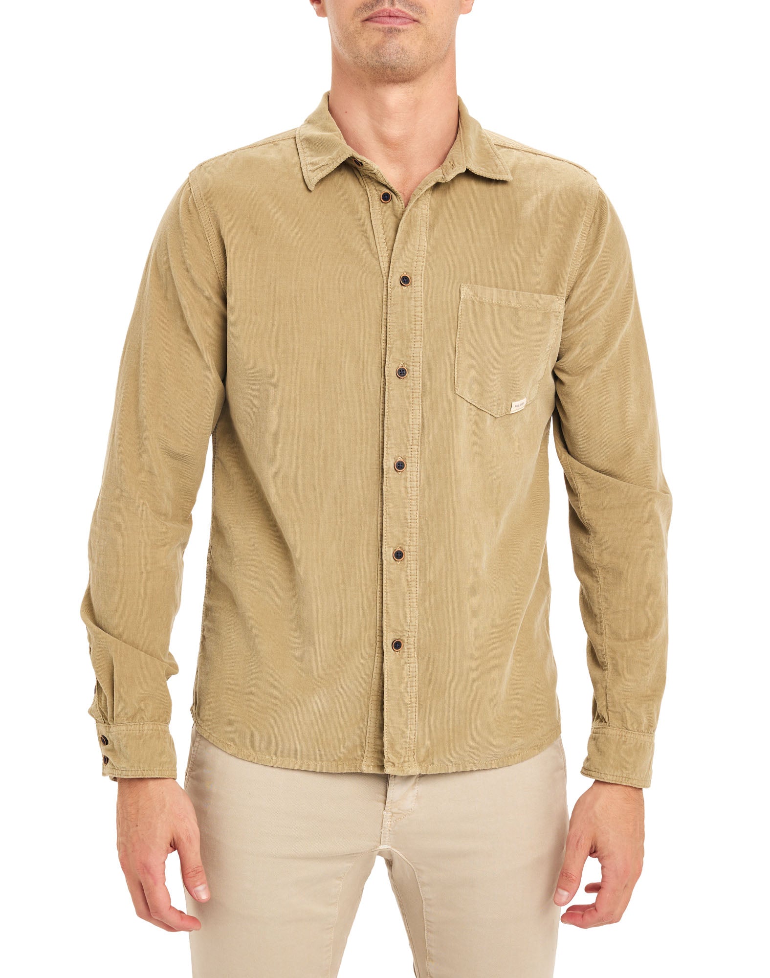 chemise velours beige PULLIN en coton