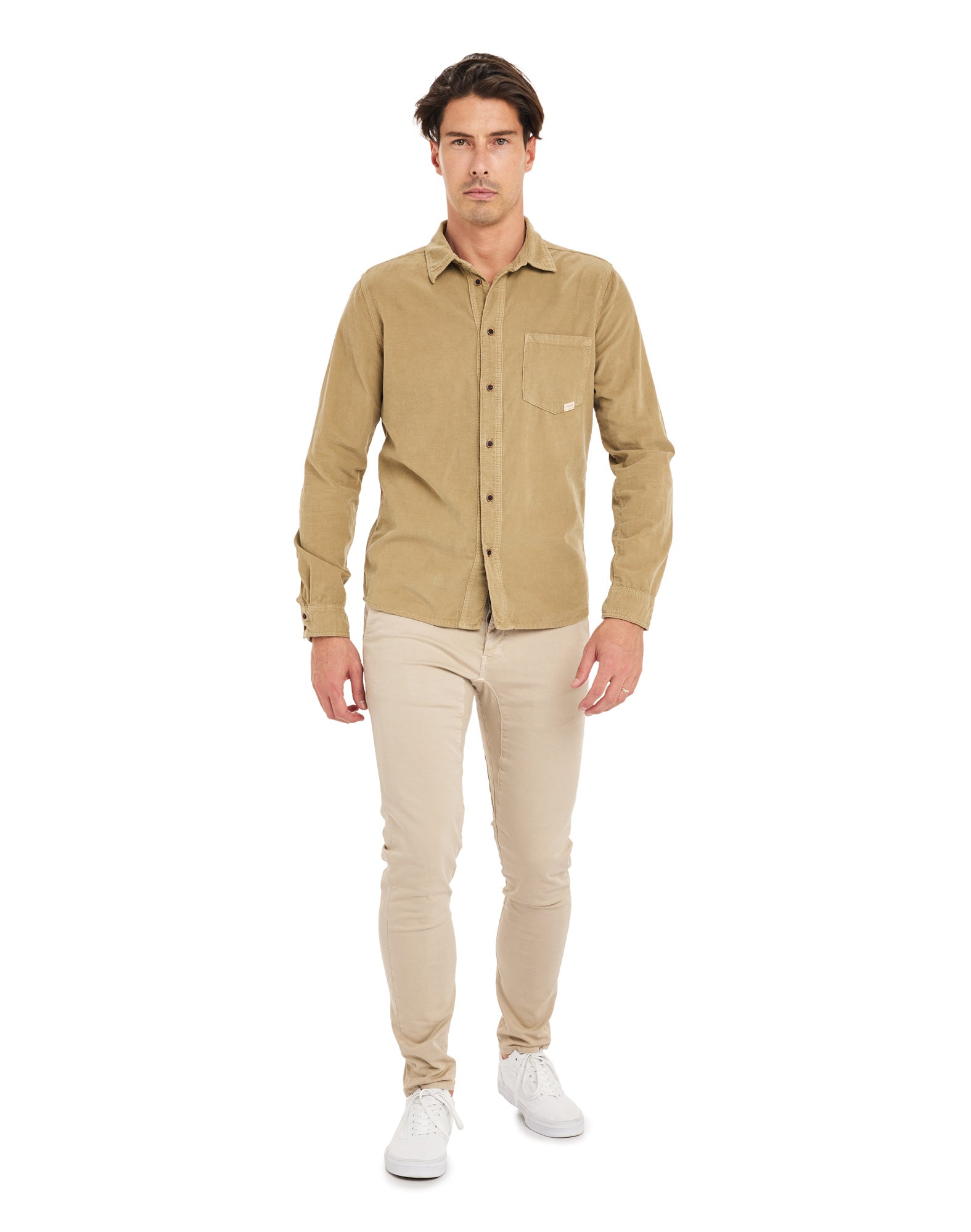chemise velours beige PULLIN en coton