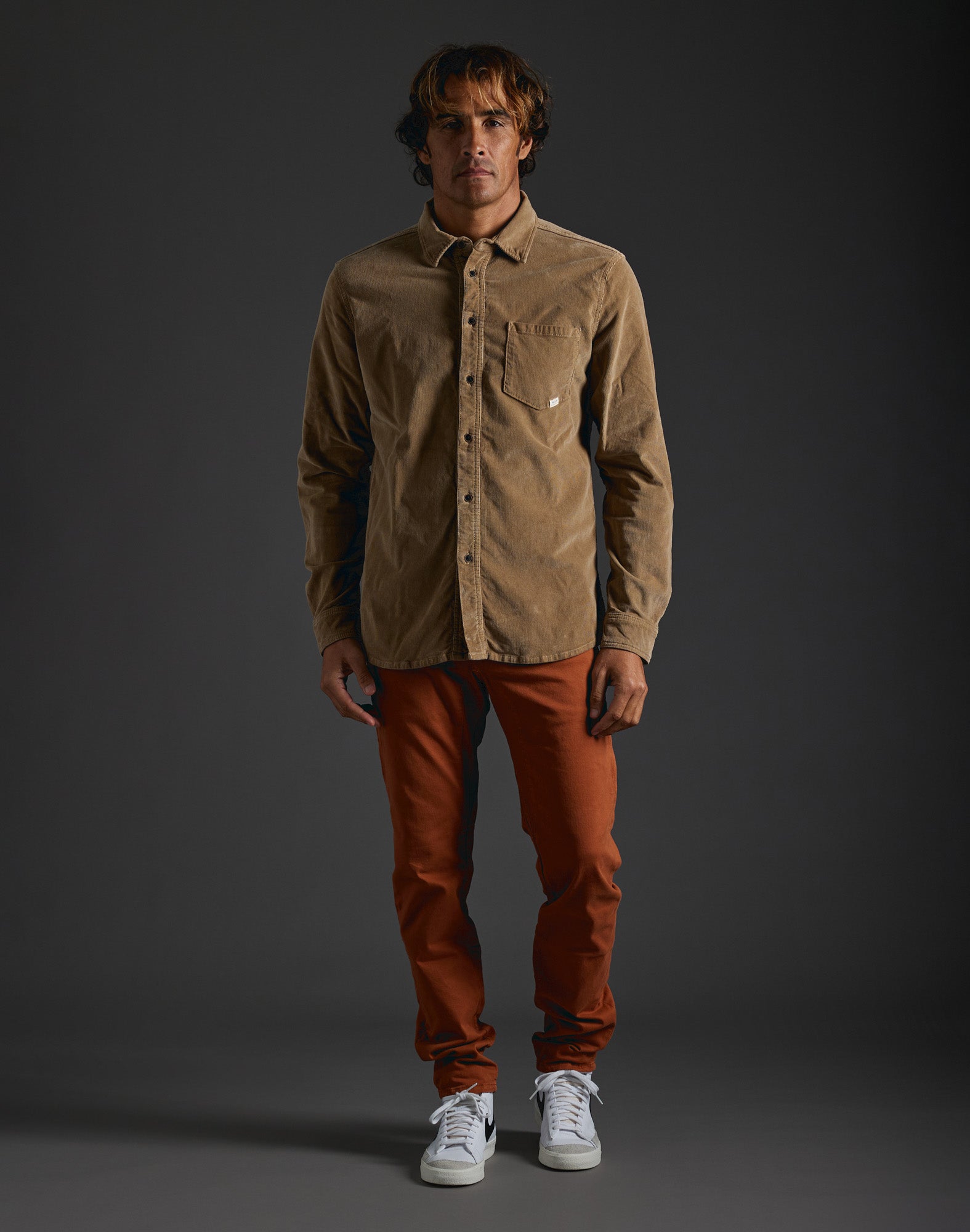 chemise velours beige2 PULLIN en coton