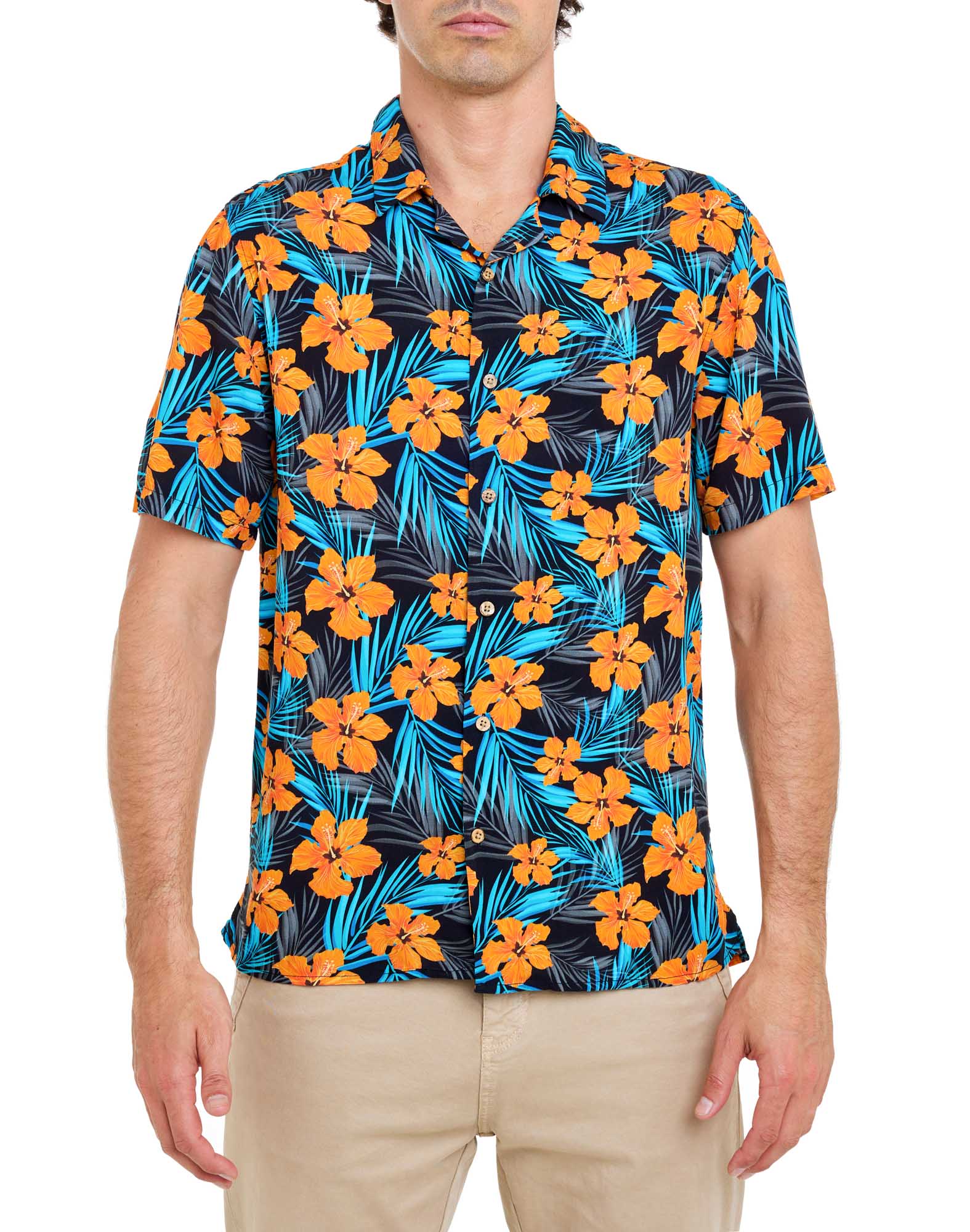 chemise hawaïenne orangeflo PULLIN en viscose