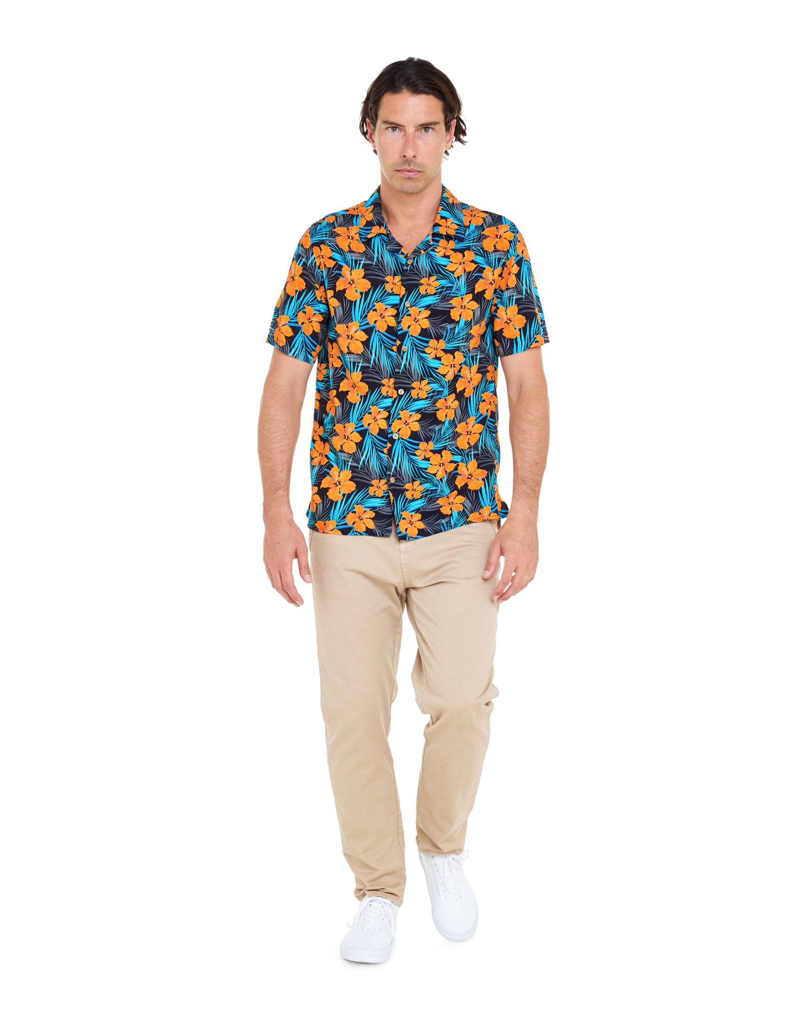 chemise hawaïenne orangeflo PULLIN en viscose