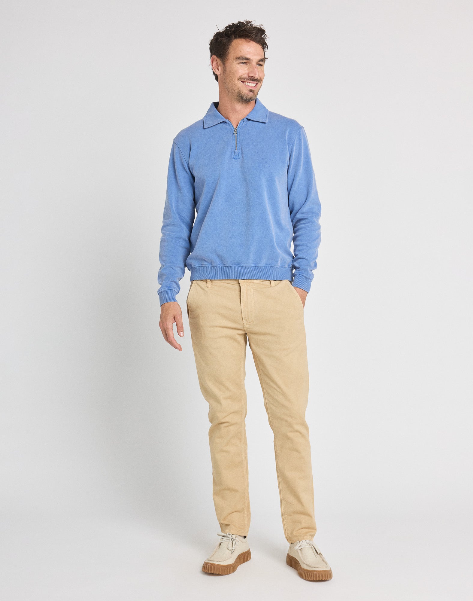 crew neck zip blue PULLIN