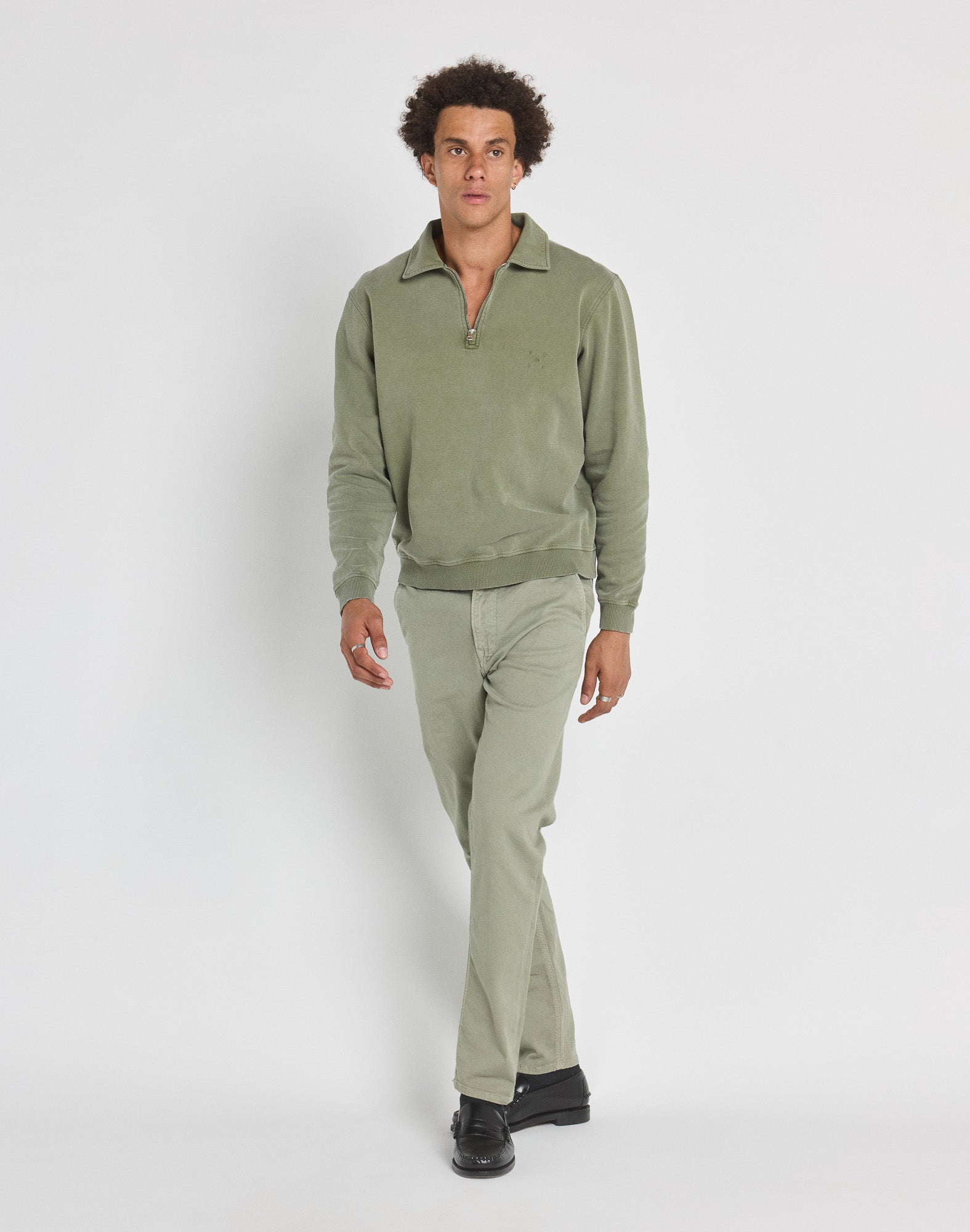 crew neck zip leaf PULLIN