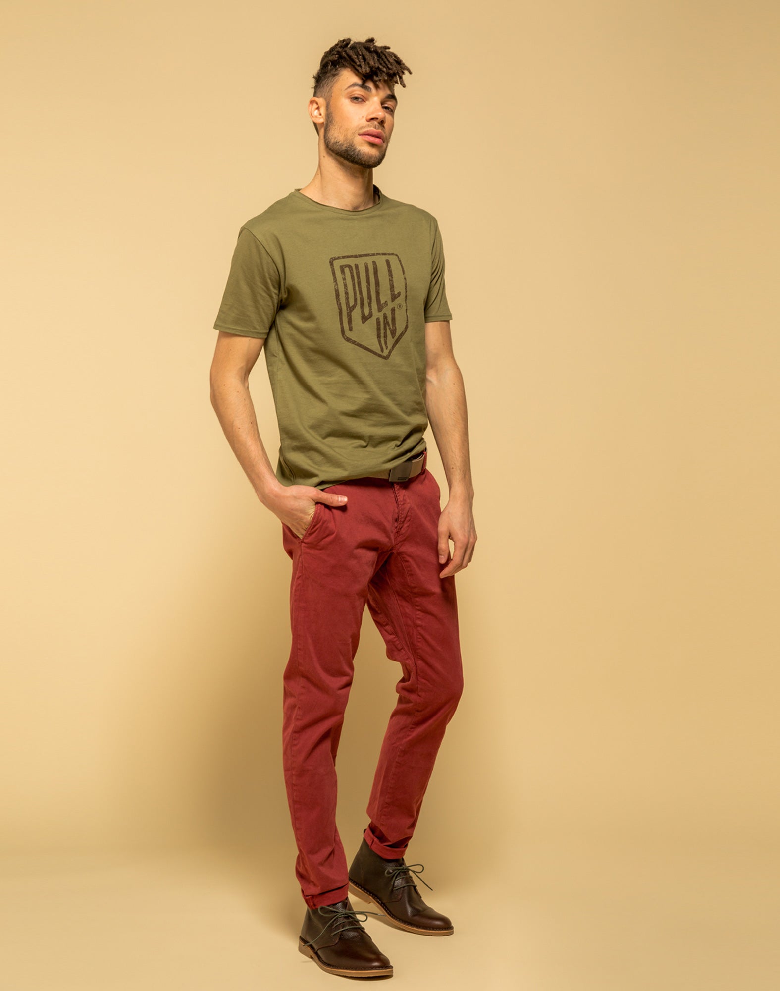 pantalon chino bordeaux PULLIN