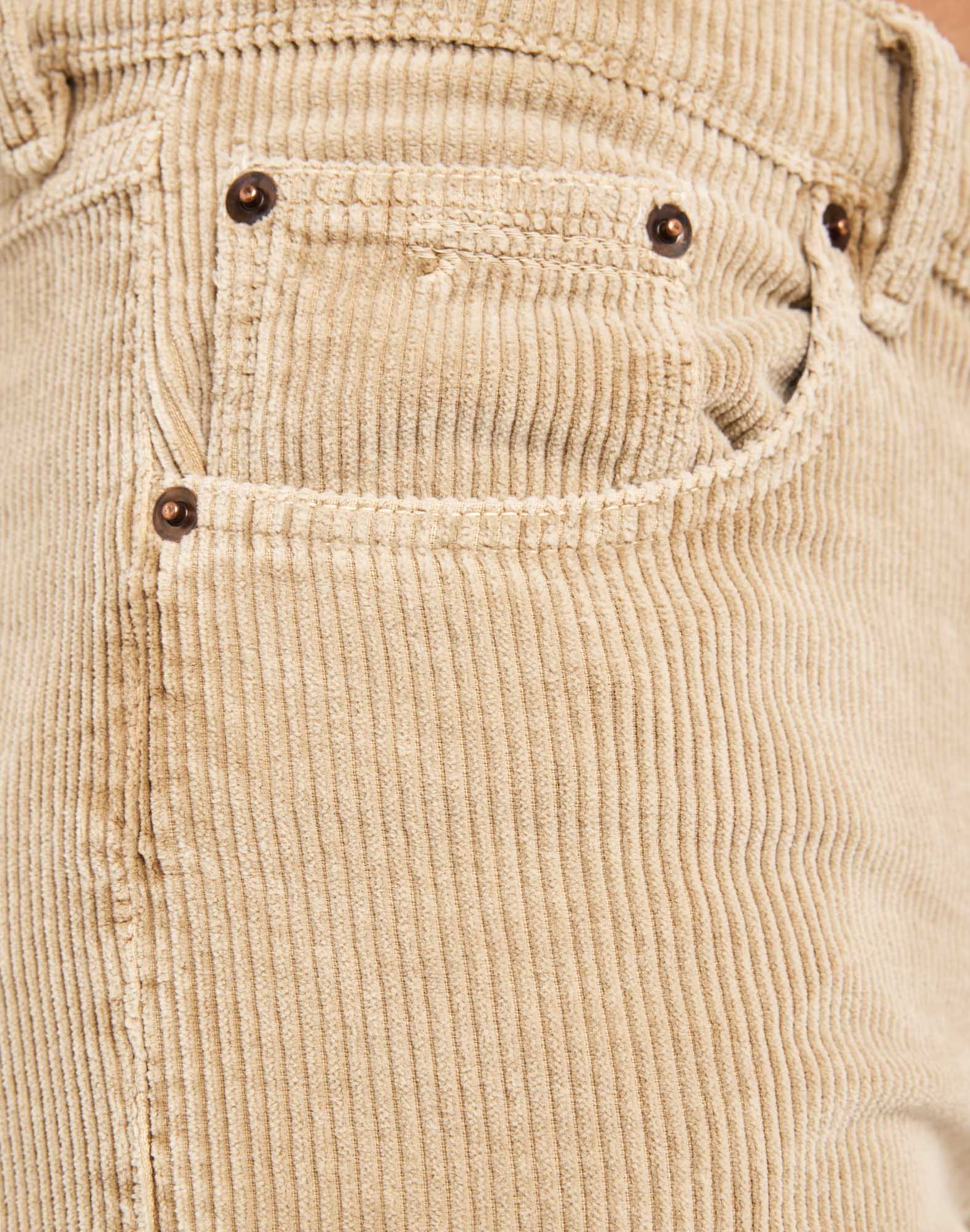 pantalon regular cream PULLIN en coton