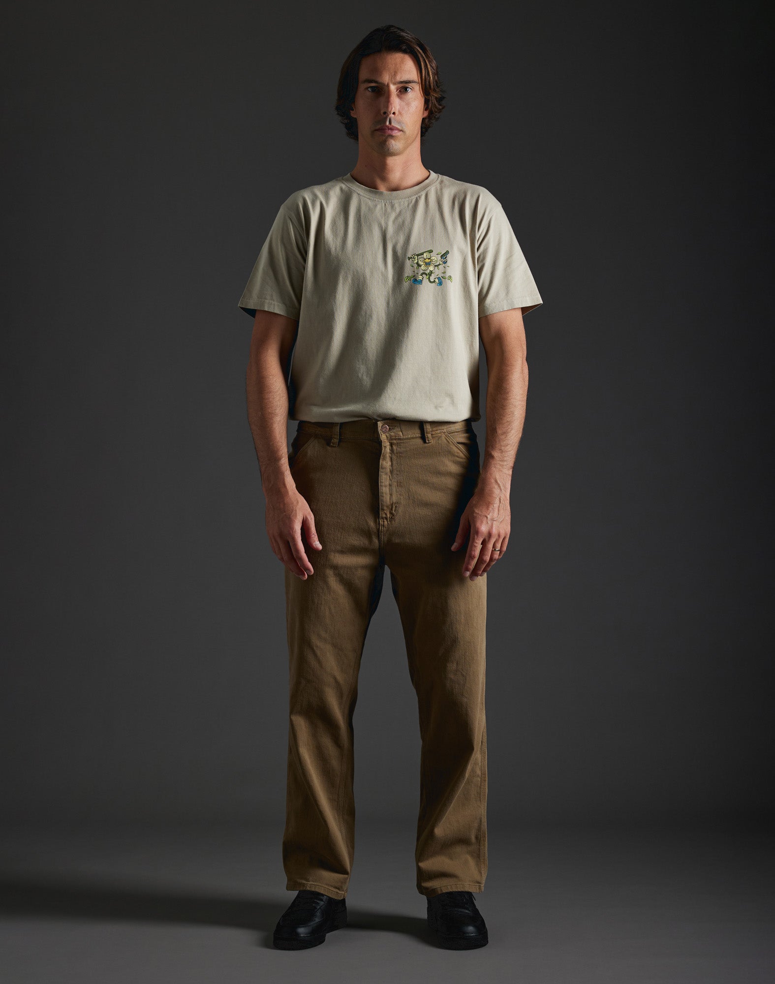 pantalon baggy taupe PULLIN en coton