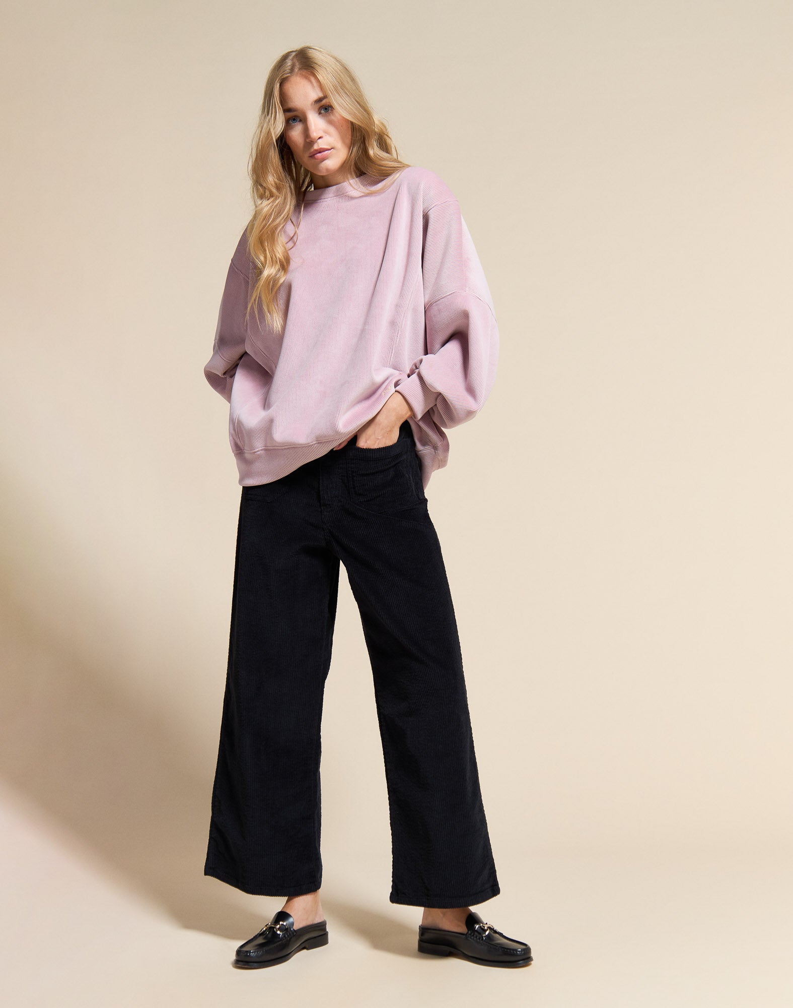 Dening PANTALON JANE VELOURS BLACK | PULLIN