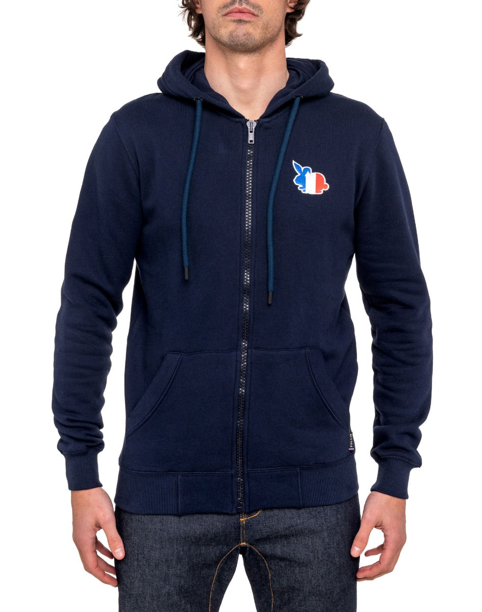 sweat homme à capuche lapinnavy PULLIN en coton