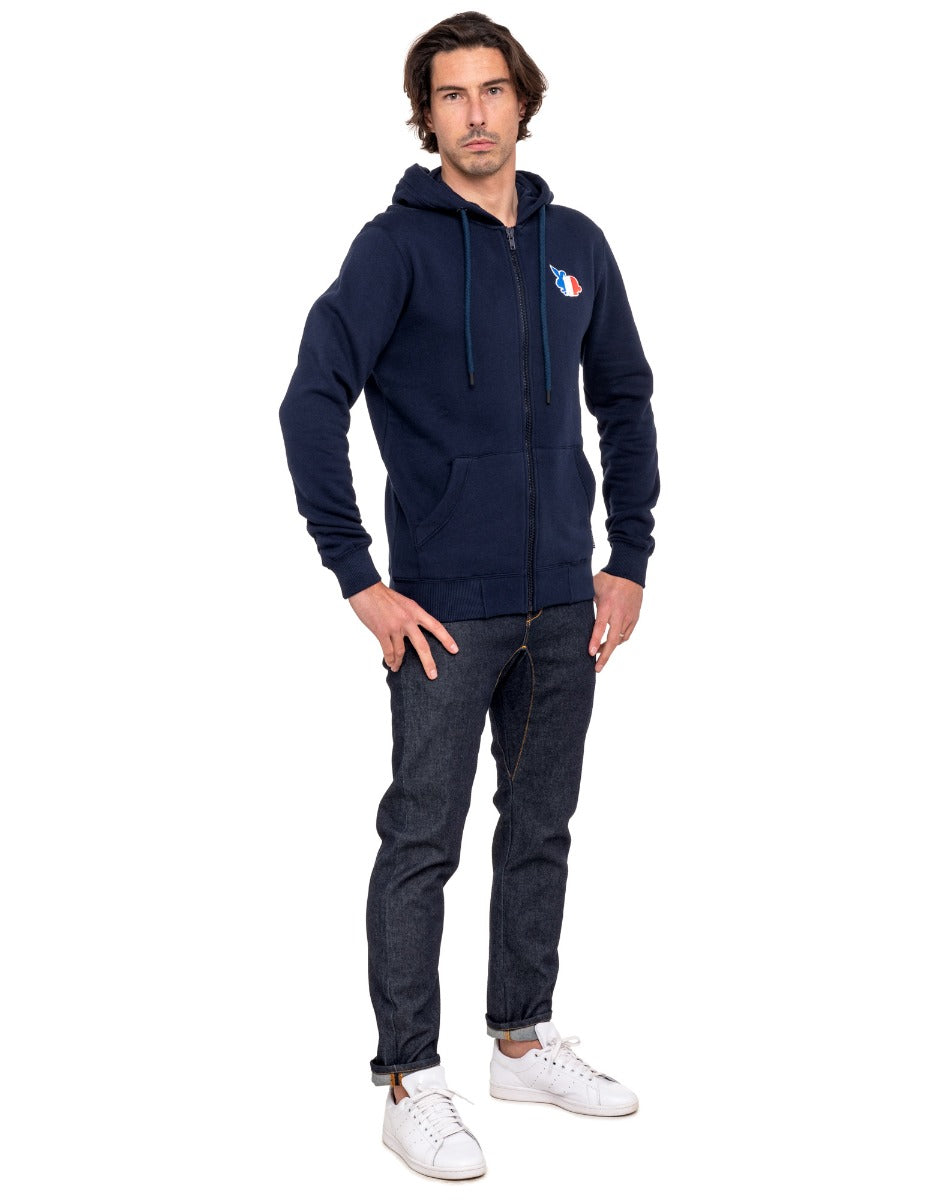 sweat homme à capuche lapinnavy PULLIN en coton