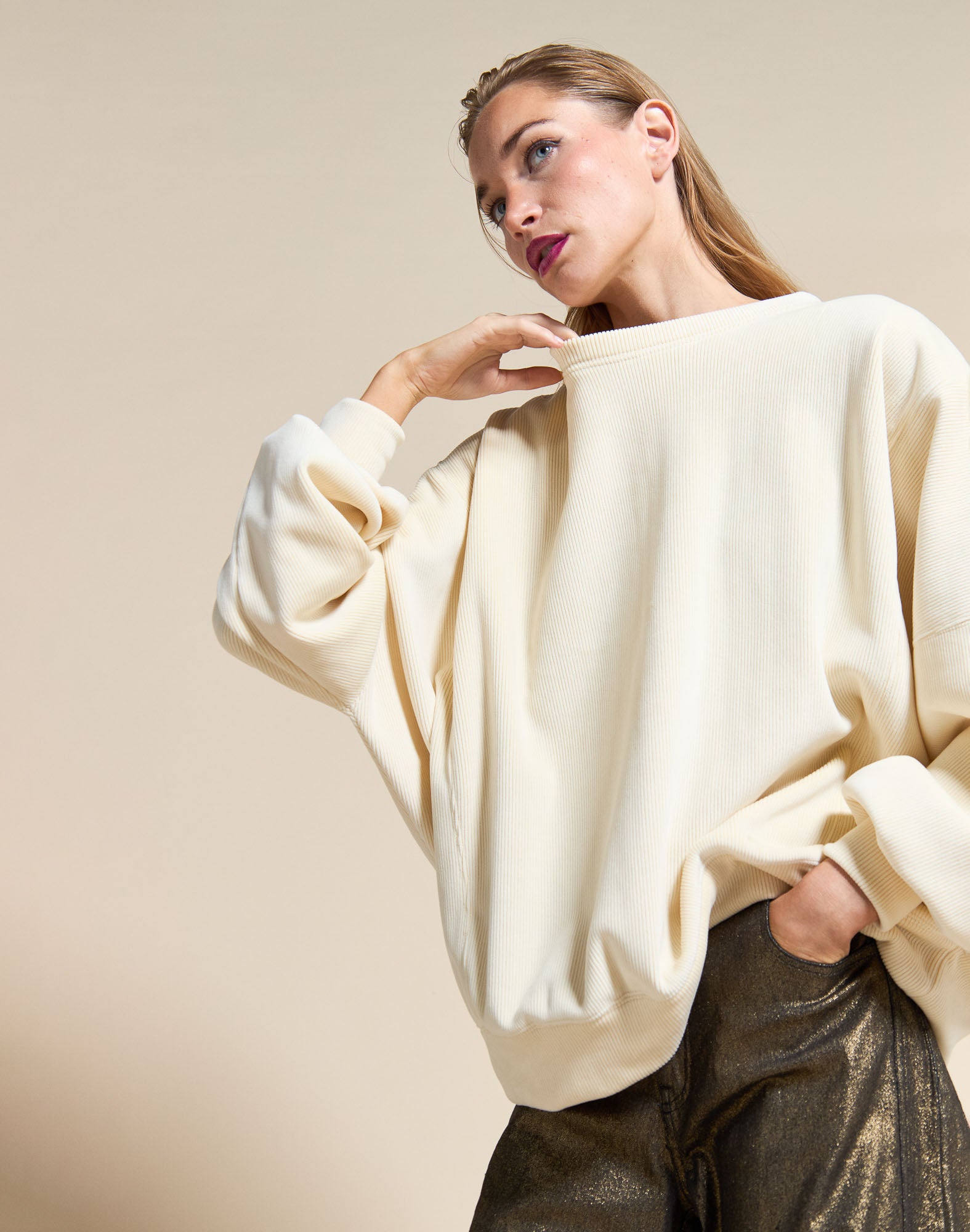 crewneck femme madison cream PULLIN