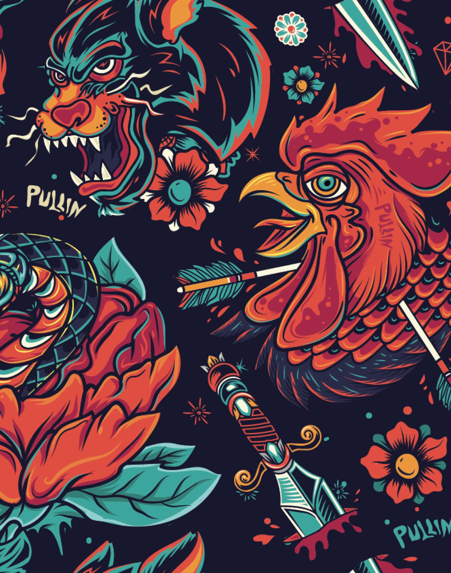 boxer court coq PULLIN en polyester