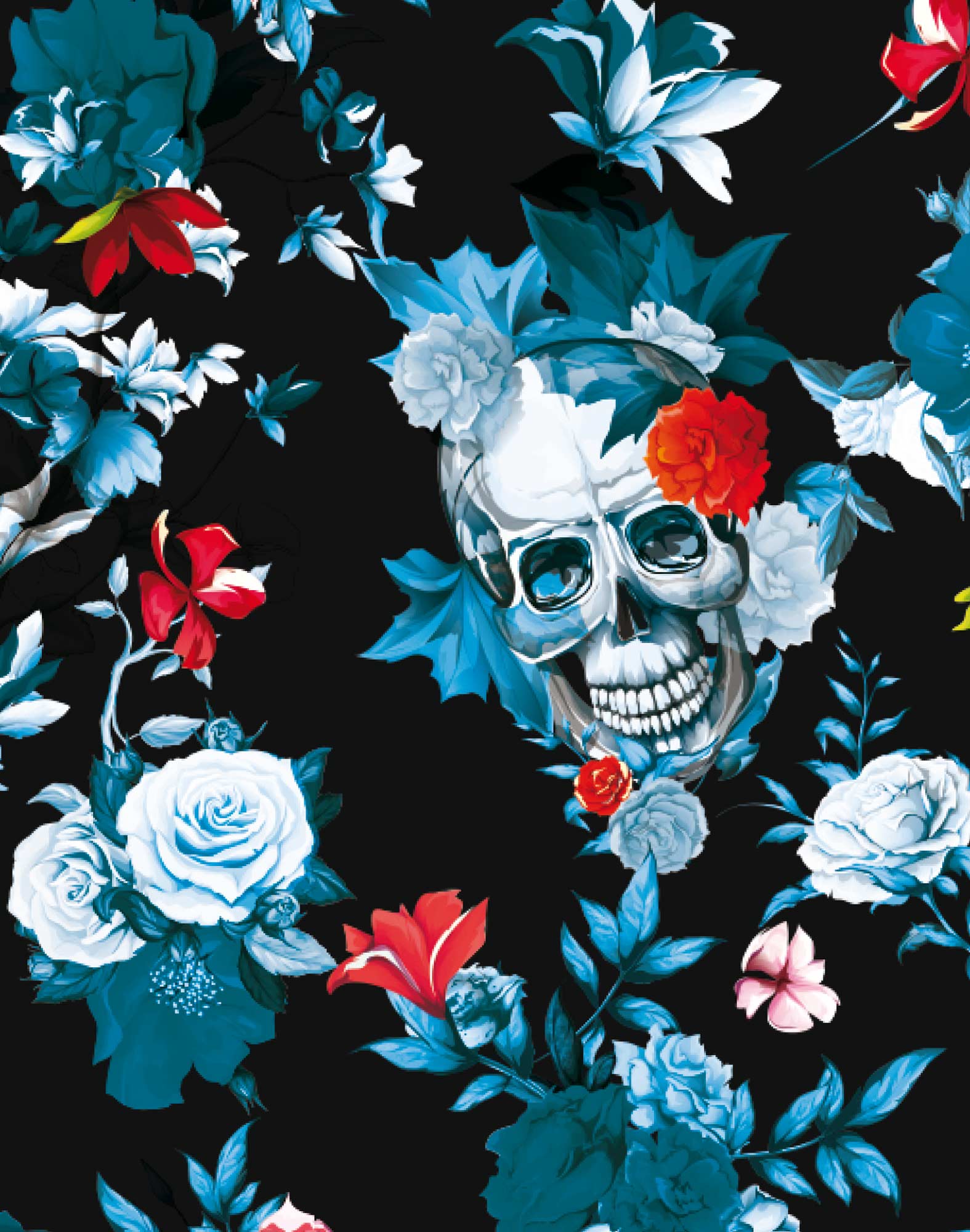 boxer court flowerskull PULLIN en polyester