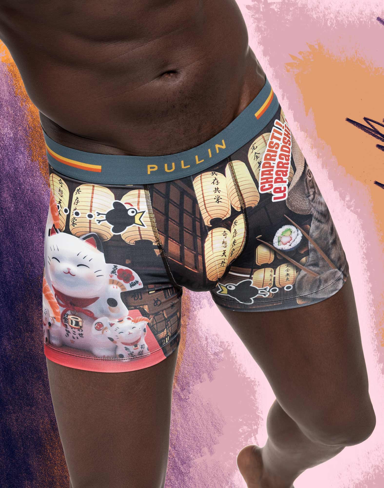 boxer court sushicat PULLIN en polyester