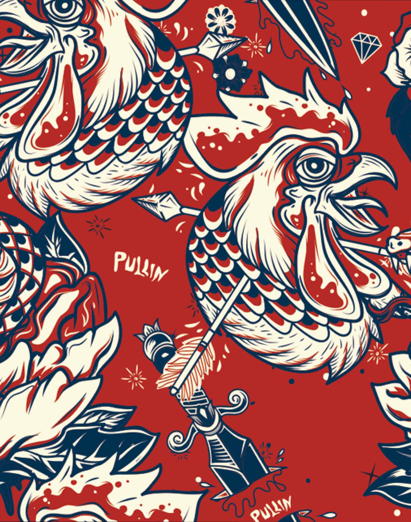 boxer court coton imprime coqred PULLIN en coton