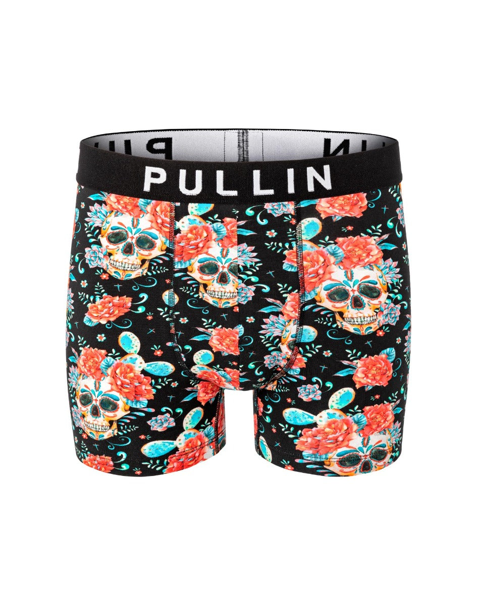 boxer court coton imprime floraskull PULLIN en coton