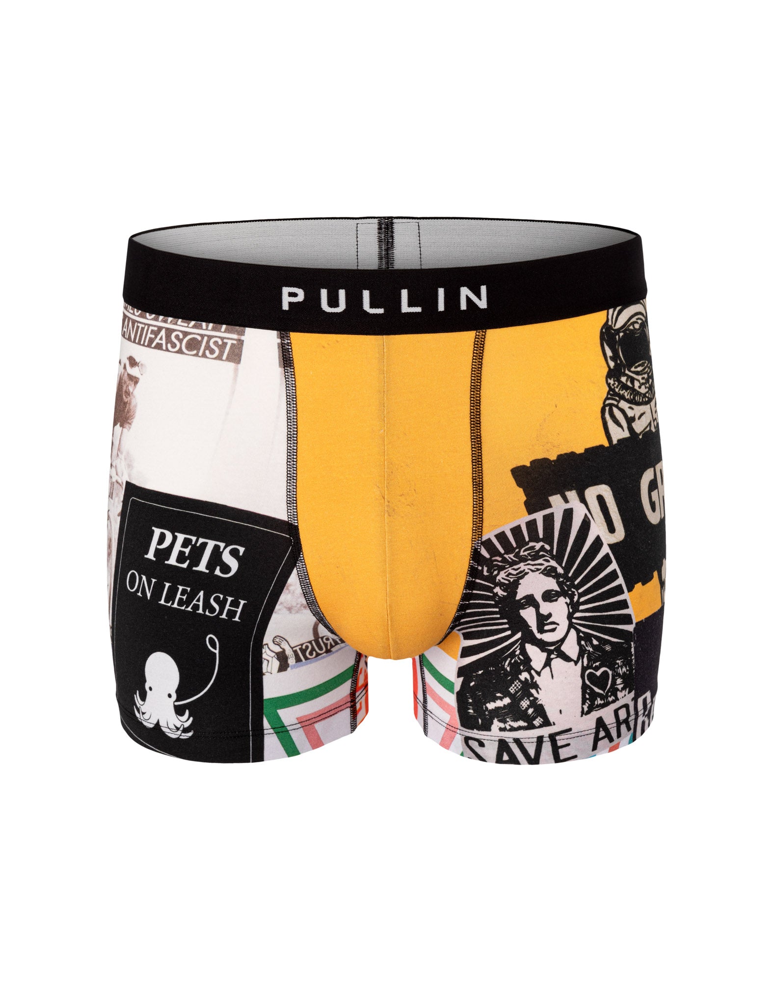 boxer court coton imprime labels PULLIN en coton