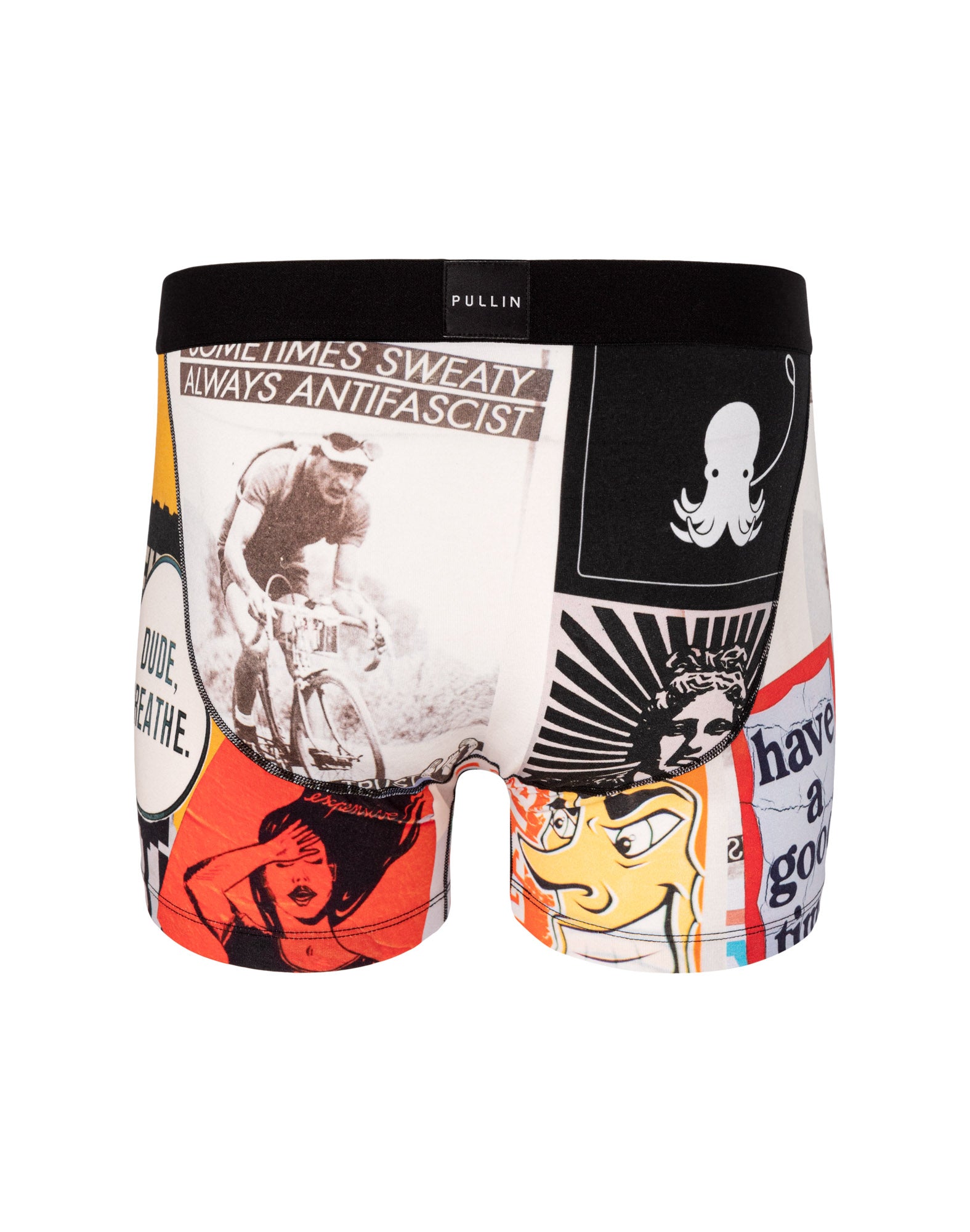 boxer court coton imprime labels PULLIN en coton