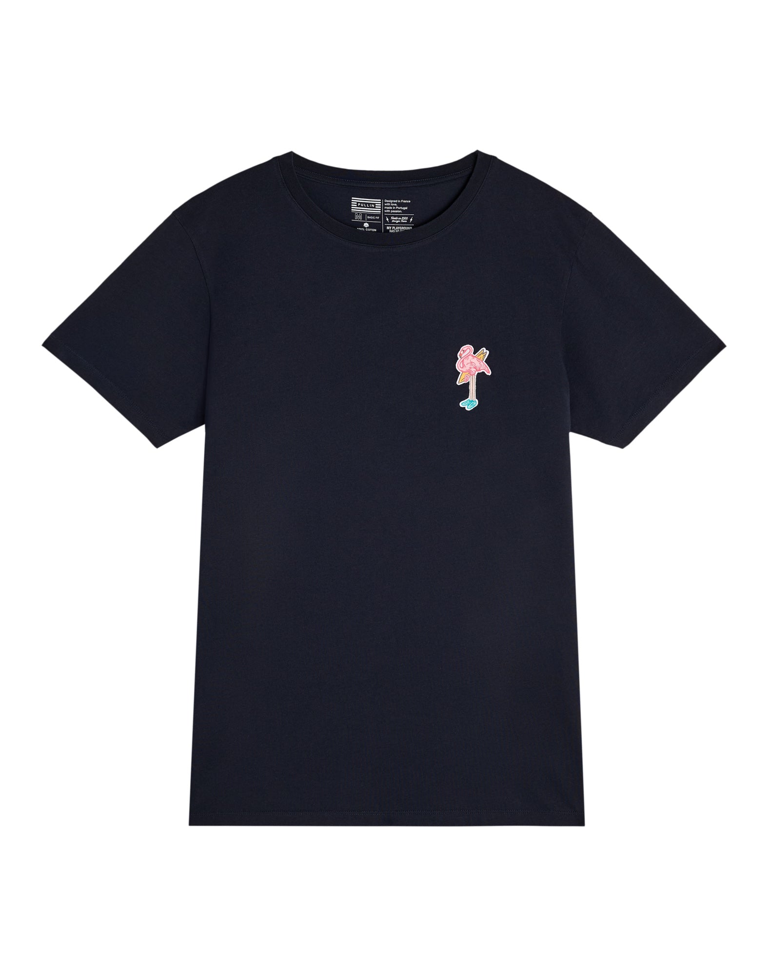 t-shirt patchflamingodknavy PULLIN en coton