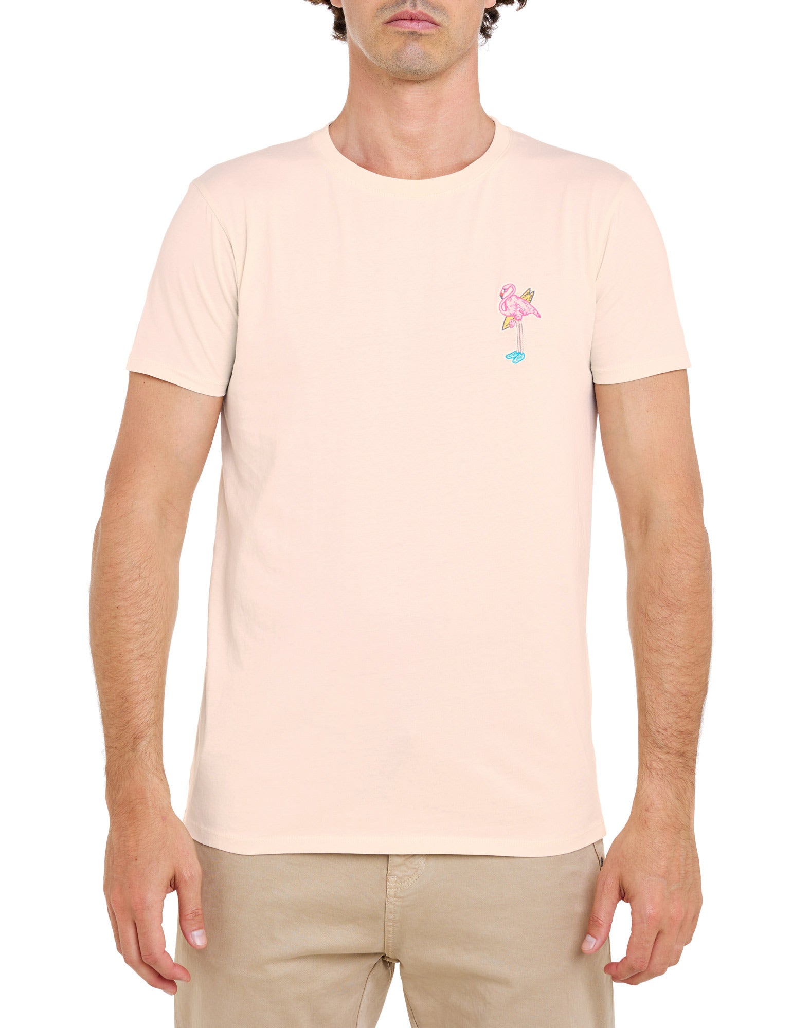 t-shirt patchflamingorose PULLIN en coton