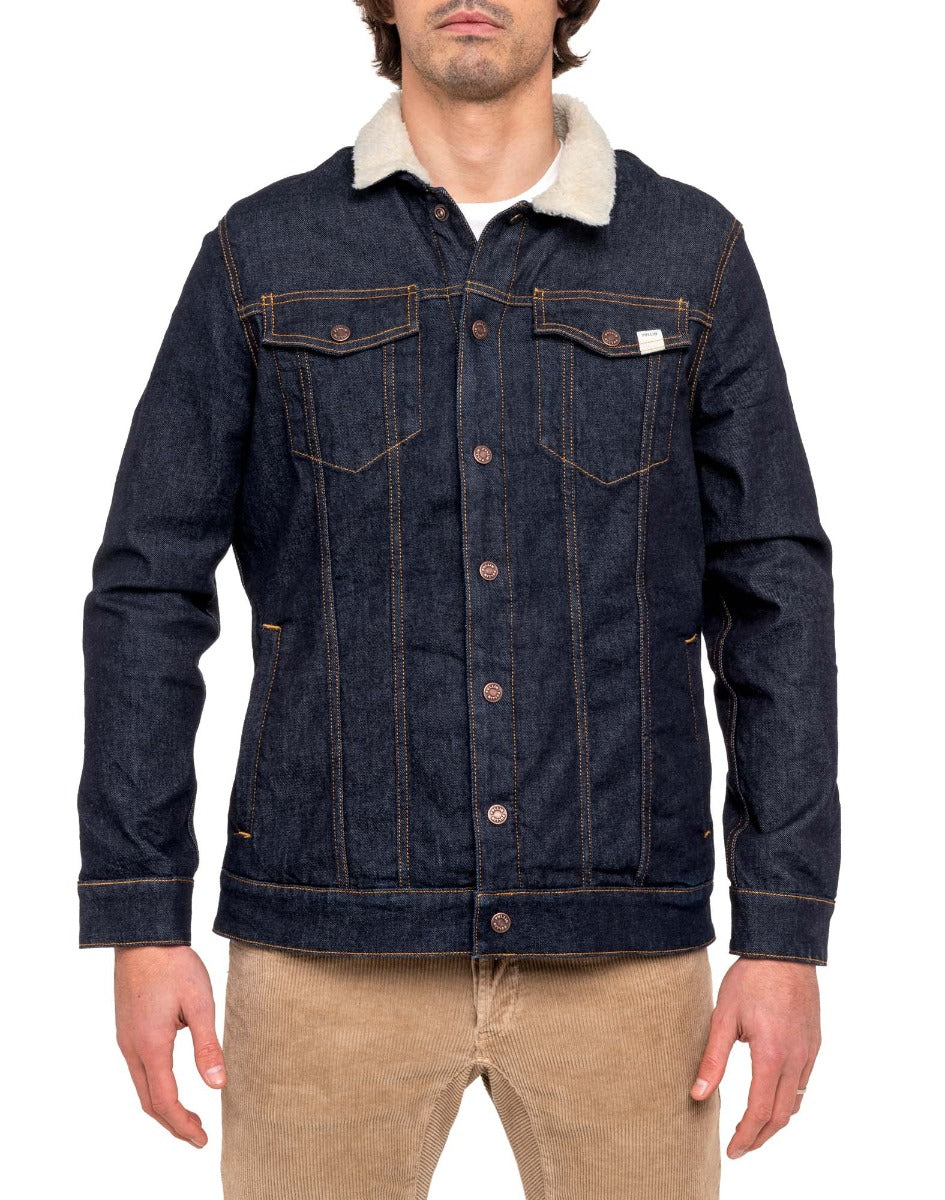 veste sherpa denim blue PULLIN en coton