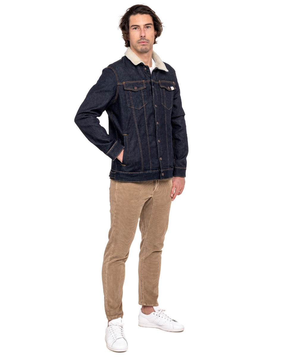 veste sherpa denim blue PULLIN en coton