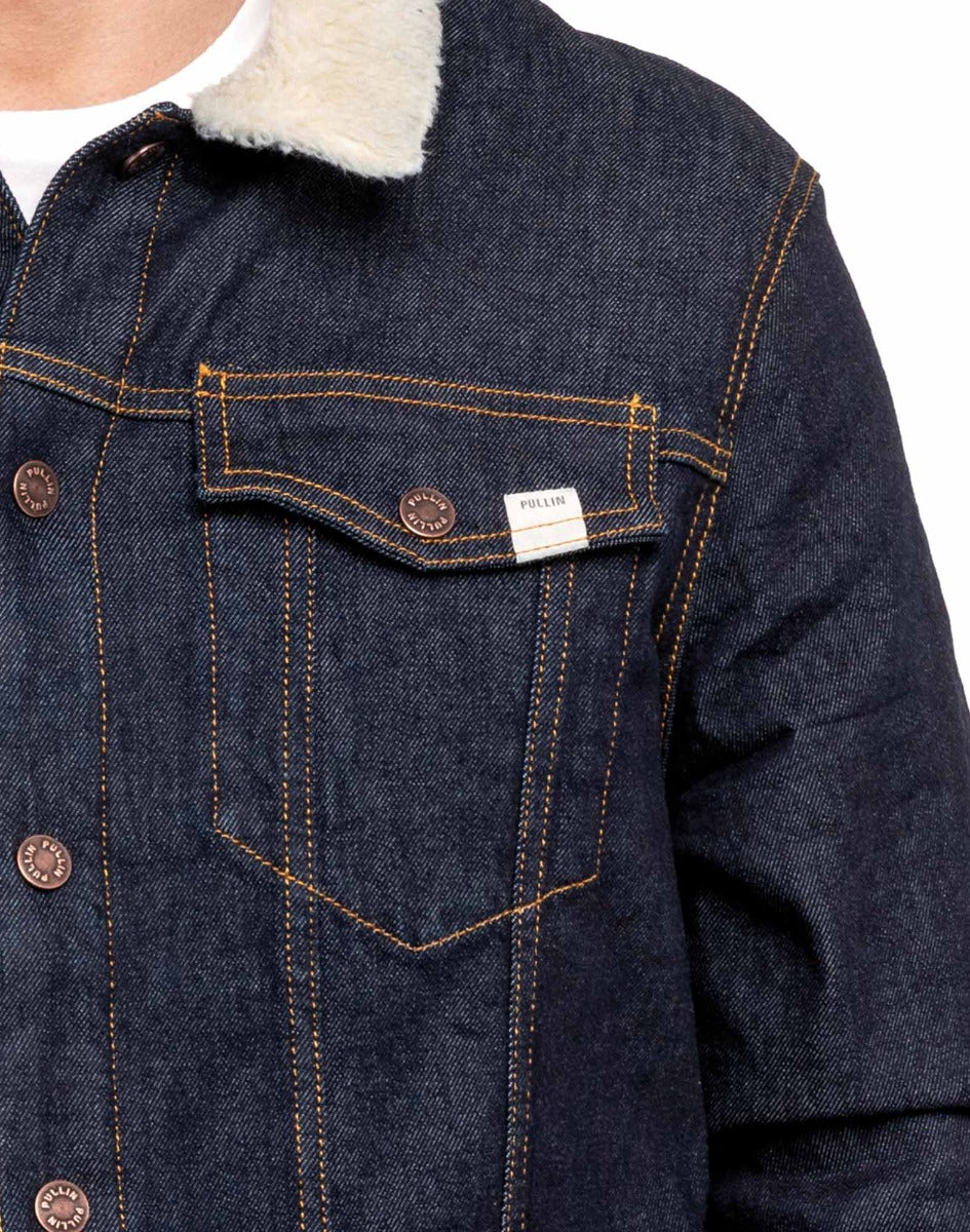 veste sherpa denim blue PULLIN en coton