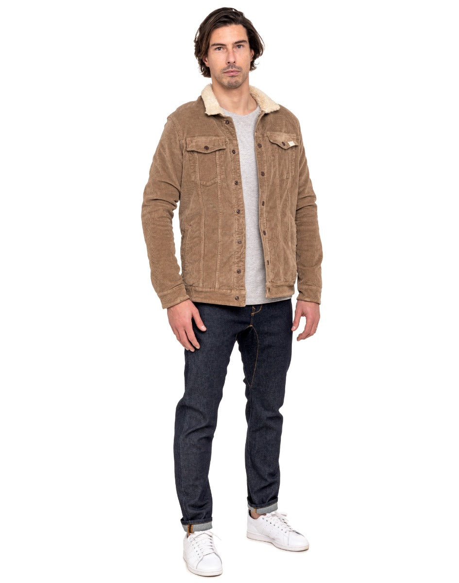 veste sherpa corduroy beige PULLIN en coton