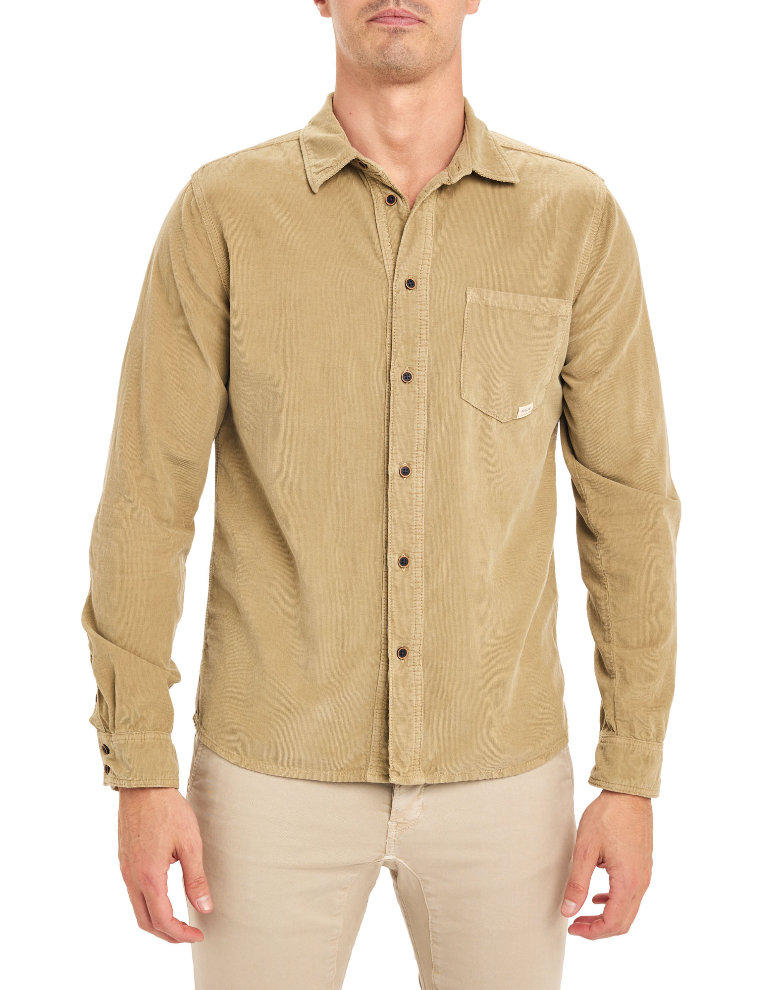 BEIGE MEN'S UNISEX SHIRT CORDUROY BEIGE - Men's apparel PULLIN