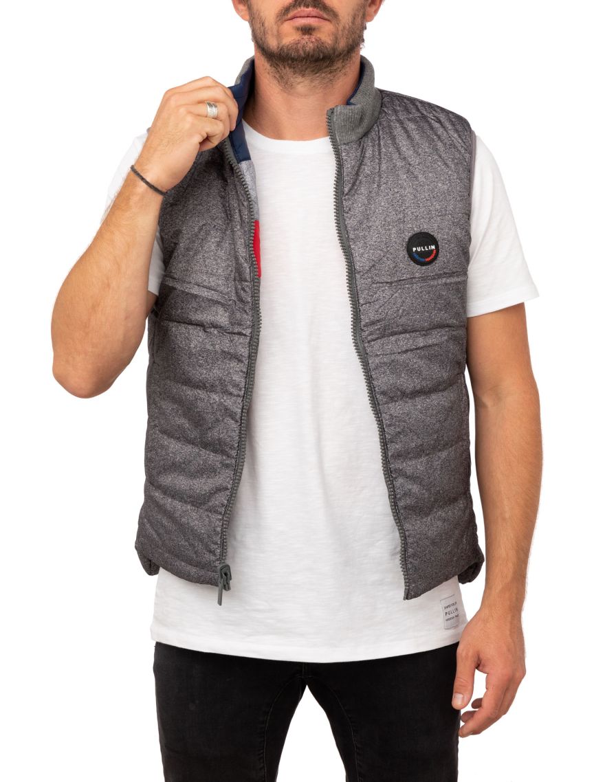 Men's feather jacket without sleeves GREYRAINBO