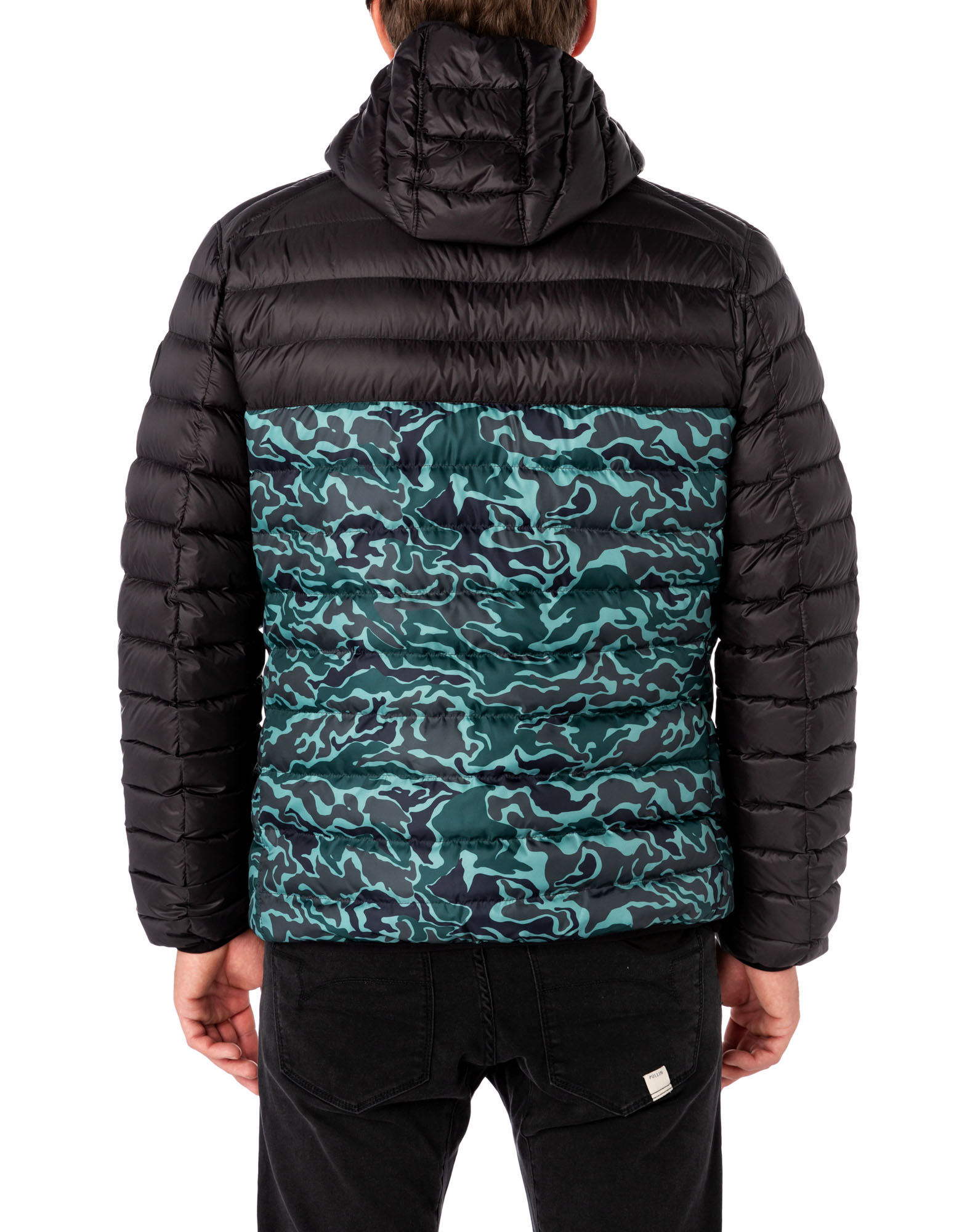 Men's feather jacket with hood CAMO